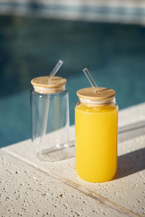 Vaso c/tapa Madera y Sorbete - 2 medidas - comprar online