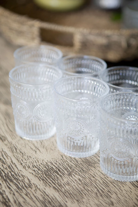 Set X6 Vasos Labrados Transparentes - 2 medidas - comprar online