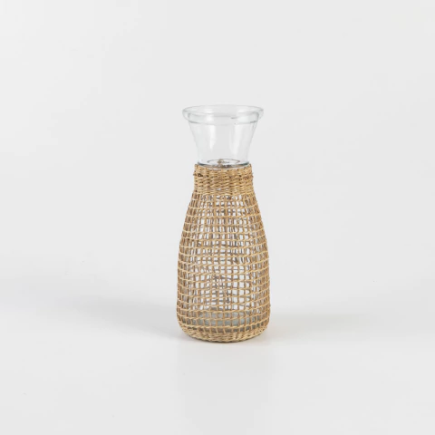 Florero de vidrio con yute - comprar online