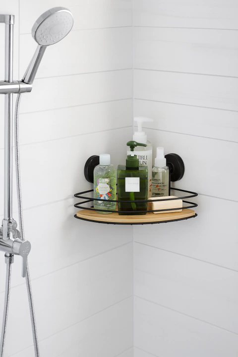 Esquinero de ducha hierro y bambu - comprar online