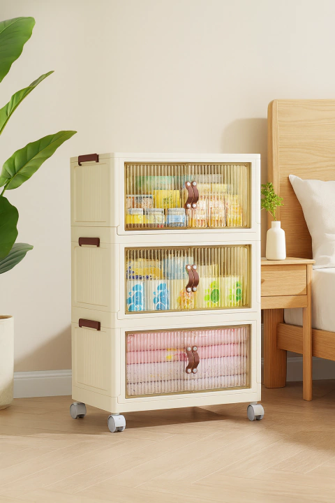 Estante 3 niveles con ruedas y puertas - comprar online