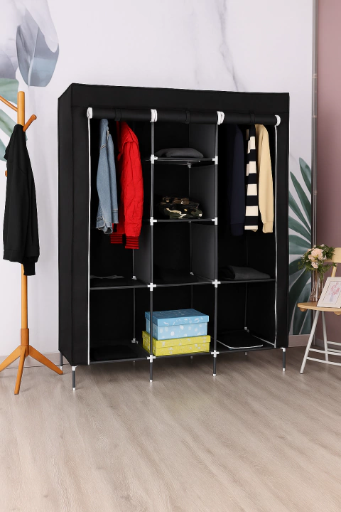 Ropero con Estantes y Perchero Desarmable 130x175 cm - comprar online