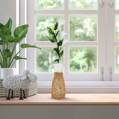 Florero de vidrio con yute - Green Bazar
