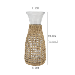 Florero de vidrio con yute - tienda online