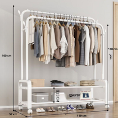 Perchero 2 estantes doble con ruedas - Green Bazar