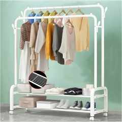 Perchero 2 estantes doble con ruedas - tienda online