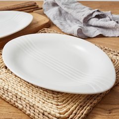 Set de platos porcelana blanca ovalada X6 - tienda online