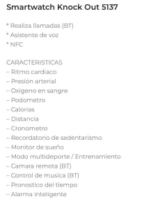 SMARTWATCH KNOCK OUT 5137 GRIS - comprar online