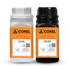 Kit Resina Epóxi CR 900 de Alta Viscosidade e Baixa Espessura, da Corel Resinas.