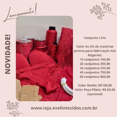 Kit para fabricação de lingerie + molde -Conjunto Lírio