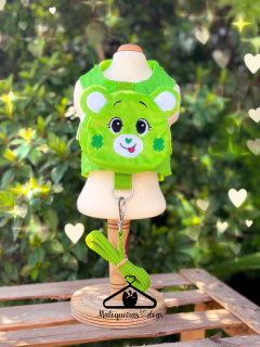 Peitoral Mochilinha Ursinho Amoroso Verde - Maloqueiras Dogs Store