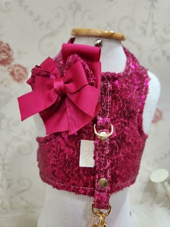 Peitoral Glamour Paetês Pink - loja online