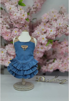 Vestido Jeans Babados Delavê