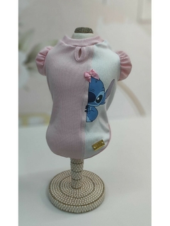 T-shirt Stitch Rosa/Branco - comprar online
