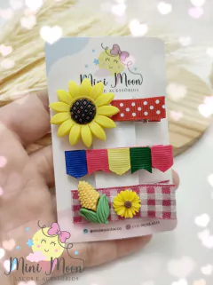Trio DeHair Clips Junino Coleção Arraiá Da Moon (aplicado no bico de pato de 5 cm)