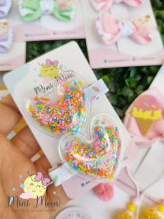 Parzinho de Hair Clips Coração com granulados