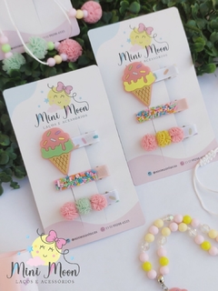 Trio de Hair Clips Sorveteria