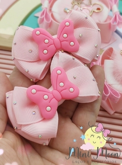 Parzinho Lacinho Minnei Rosa (laço medindo aproximadamente 6 cm) - comprar online