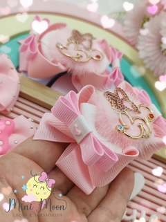 Laço Minnei Rosa Luxo (laço tamanho M medindo aproximadamente 9 cm)