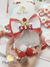 Laço Escolar Pingente Ursinho ABC (Laço tamanho G Aplicado no bico de pato de 7 cm.)