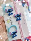 Kit Pulseira e Xuxinhas Personagens Stitch e Angel