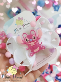 Laço Infantil tamanho M dos personagens Stitch e Angel (Laço medindo aproximadamente 8 cm) - comprar online