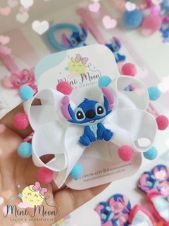 Laço Infantil tamanho M dos personagens Stitch e Angel (Laço medindo aproximadamente 8 cm)