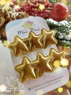Duplinha Hais Clips Estrelinhas Natalinas ( aplicado no bico de pato de 5 cm) - Mini Moon Laços e Acessórios