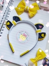 Tiara Escolar lacinho duplo aplique coração ( outras opções de cores)