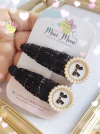 Tic Tac Tweed Preto aplique Luxo ( Tamanho G Medindo aproximadamente 7 cm) Valor referente ao par