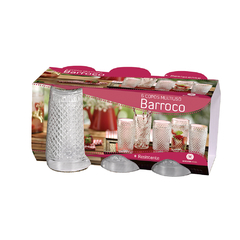BARROCO - SET X 6 VASOS DE AGUA 255 CC VIDRIO - Kiluga