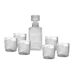 BARROCO - Juego de 7 Piezas Decantador con Tapa y 6 Vasos
