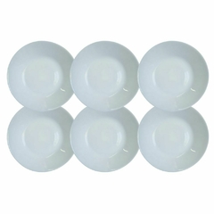 Set X 6 Platos Hondos 20 Cm Vidrio Templado Blanco