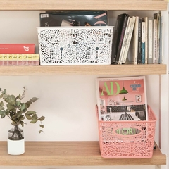 CANASTO ORGANIZADOR - 25 X 18 X 10.5 CM - FLORES - comprar online