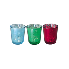 PORTA VELAS DE VIDRIO COLORES SURTIDOS