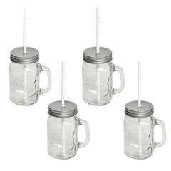 Set x 4 Jarros con Sorbete Y Tapa Color Plata