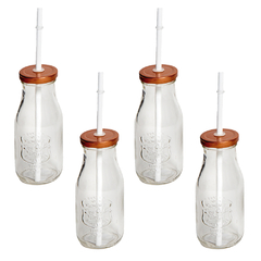 Set x 4 Botellas Con Sorbete Y Tapa Color Cobre