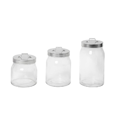 SET X3 FRASCOS DE VIDRIO CON TAPA
