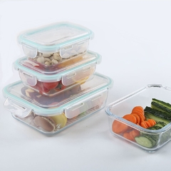 RECIPIENTE 640 ML DE VIDRIO RECTANGULAR CON TAPA - tienda online