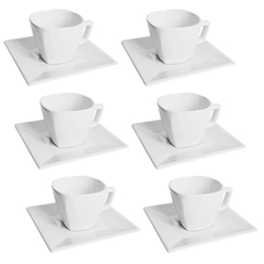 CUADRADO BLANCO - SET X 6 TAZAS DE TE CON PLATO