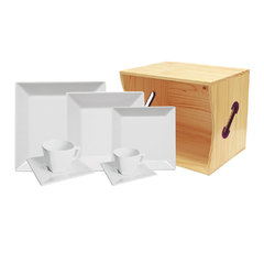 CUADRADO BLANCO - SET X 6 TAZAS DE TE CON PLATO - Kiluga
