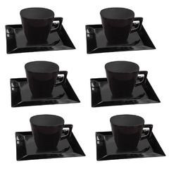 CUADRADO NEGRO - SET X 6 TAZAS DE TE CON PLATO 200 CC