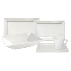 Rectangular Blanco - Set x2 Tazas De Te Con Plato 200 CC - Kiluga