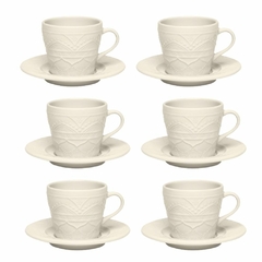 SERENA CREAM - SET X 6 TAZAS DE TE CON PLATO 220 CC OXFORD