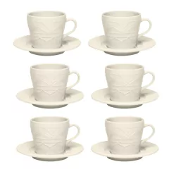 SERENA CREAM - SET X 6 TAZAS DE TE CON PLATO 220 CC OXFORD