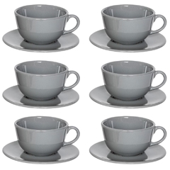 Unni Grey - Tazas de Te x 6 200 cc C/Plato Oxford