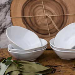 RYO BLANCO - SET X 6 PLATOS PLAYOS 27.5 CM PORCELANA OXFORD - Kiluga