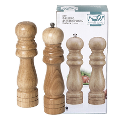 SET SALERO - PIMENTERO 20 CM DE MADERA CLARA
