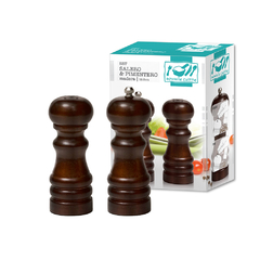 SET SALERO - PIMENTERO 12.5 CM DE MADERA OSCURA