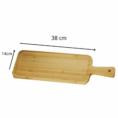 Bandeja Fuente Organizador Bambu con mango mediana 38x14cm